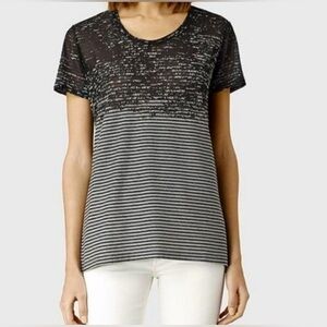 Allsaints striped burnout Zane Rok tee, size S
